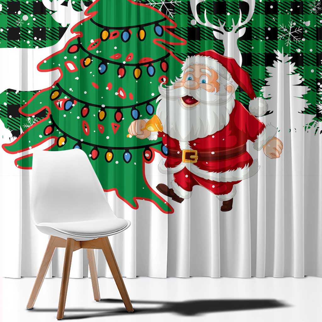 Lebanon Christmas Window Curtain with Santa Claus Reindeer Trees and Festive Knit Pattern - Wonder Print Shop
