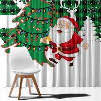 Lebanon Christmas Window Curtain with Santa Claus Reindeer Trees and Festive Knit Pattern - Wonder Print Shop