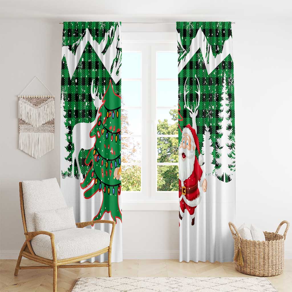 Lebanon Christmas Window Curtain with Santa Claus Reindeer Trees and Festive Knit Pattern - Wonder Print Shop