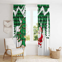 Lebanon Christmas Window Curtain with Santa Claus Reindeer Trees and Festive Knit Pattern - Wonder Print Shop