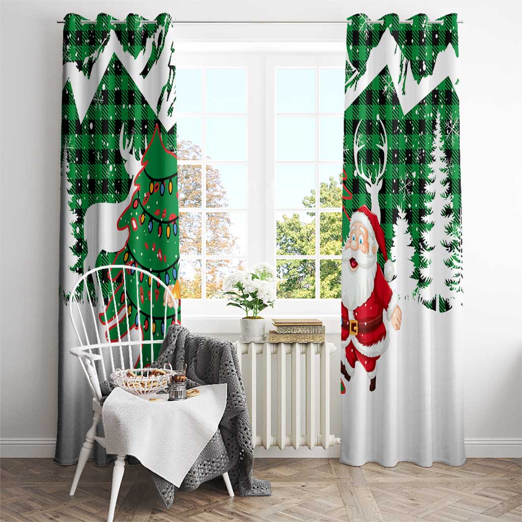 Lebanon Christmas Window Curtain with Santa Claus Reindeer Trees and Festive Knit Pattern - Wonder Print Shop