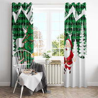 Lebanon Christmas Window Curtain with Santa Claus Reindeer Trees and Festive Knit Pattern - Wonder Print Shop