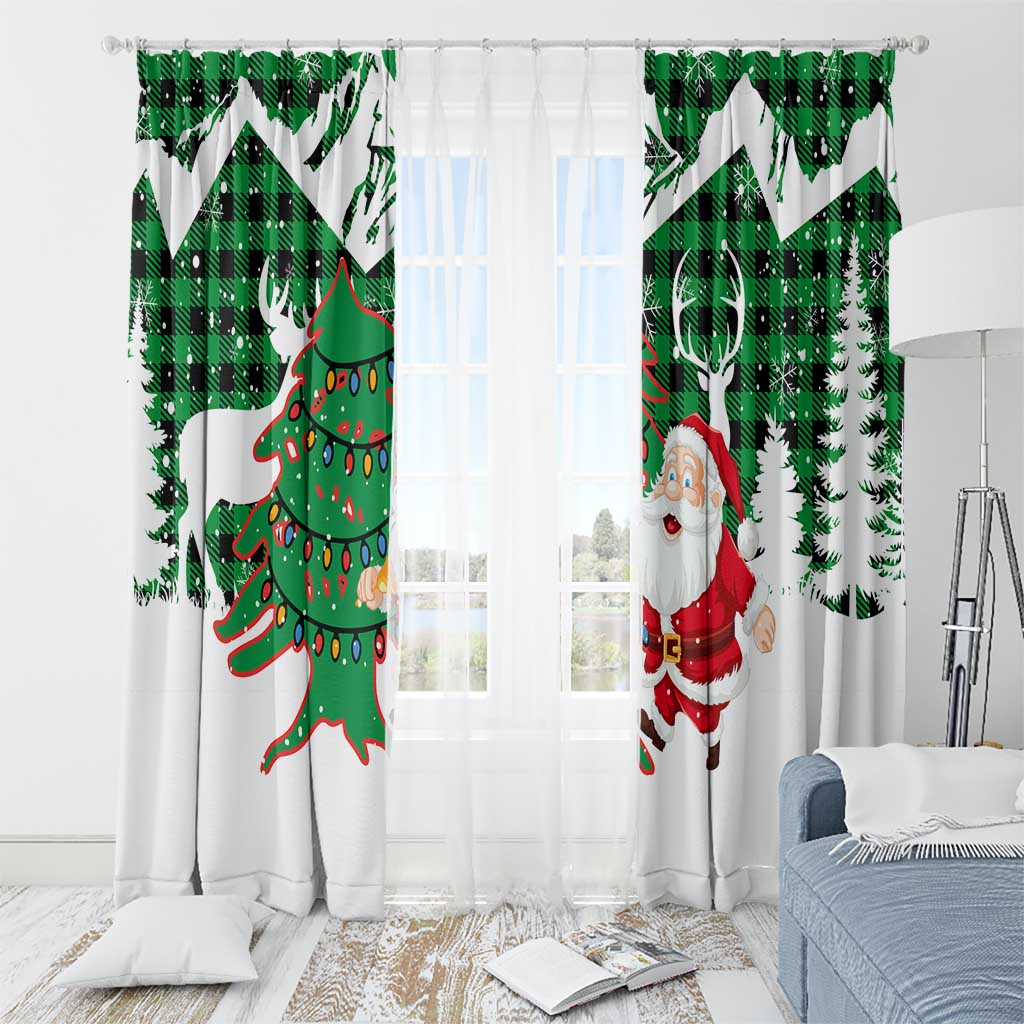 Lebanon Christmas Window Curtain with Santa Claus Reindeer Trees and Festive Knit Pattern - Wonder Print Shop