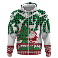 Lebanon Christmas Zip Hoodie with Santa Claus Reindeer Trees and Festive Knit Pattern - Wonder Print Shop