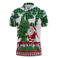 Lebanon Christmas Zipper Polo Shirt with Santa Claus Reindeer Trees and Festive Knit Pattern - Wonder Print Shop