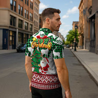 Lebanon Christmas Zipper Polo Shirt with Santa Claus Reindeer Trees and Festive Knit Pattern - Wonder Print Shop