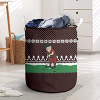 Christmas Golf Laundry Basket with Elf Golfer Argyle Plaid and Snowflake Pattern - Wonder Print Shop