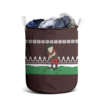 Christmas Golf Laundry Basket with Elf Golfer Argyle Plaid and Snowflake Pattern - Wonder Print Shop