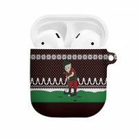 Christmas Golf AirPods Case with Elf Golfer Argyle Plaid and Snowflake Pattern - Wonder Print Shop