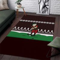 Christmas Golf Area Rug with Elf Golfer Argyle Plaid and Snowflake Pattern - Wonder Print Shop