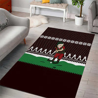 Christmas Golf Area Rug with Elf Golfer Argyle Plaid and Snowflake Pattern - Wonder Print Shop