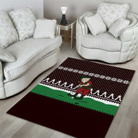 Christmas Golf Area Rug with Elf Golfer Argyle Plaid and Snowflake Pattern - Wonder Print Shop