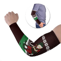 Christmas Golf Arm Sleeves with Elf Golfer Argyle Plaid and Snowflake Pattern - Wonder Print Shop