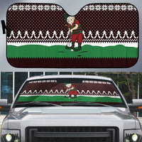 Christmas Golf Auto Sun Shade with Elf Golfer Argyle Plaid and Snowflake Pattern - Wonder Print Shop