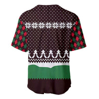 Christmas Golf Baseball Jersey with Elf Golfer Argyle Plaid and Snowflake Pattern - Wonder Print Shop