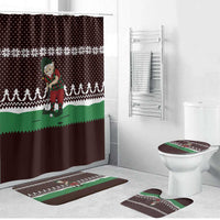 Christmas Golf Bathroom Set with Elf Golfer Argyle Plaid and Snowflake Pattern - Wonder Print Shop