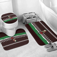 Christmas Golf Bathroom Set with Elf Golfer Argyle Plaid and Snowflake Pattern - Wonder Print Shop