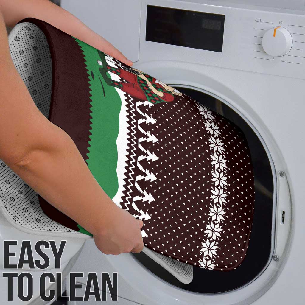 Christmas Golf Bathroom Set with Elf Golfer Argyle Plaid and Snowflake Pattern - Wonder Print Shop