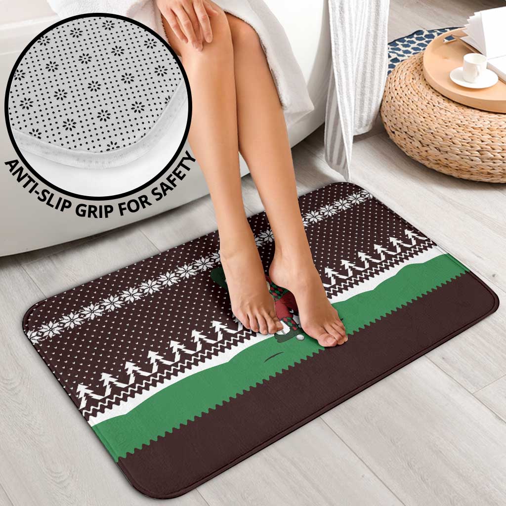 Christmas Golf Bathroom Set with Elf Golfer Argyle Plaid and Snowflake Pattern - Wonder Print Shop