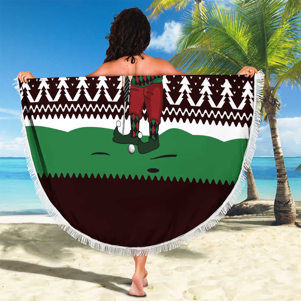 Christmas Golf Beach Blanket with Elf Golfer Argyle Plaid and Snowflake Pattern - Wonder Print Shop