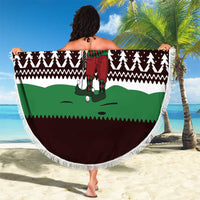 Christmas Golf Beach Blanket with Elf Golfer Argyle Plaid and Snowflake Pattern - Wonder Print Shop