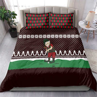 Christmas Golf Bedding Set with Elf Golfer Argyle Plaid and Snowflake Pattern - Wonder Print Shop