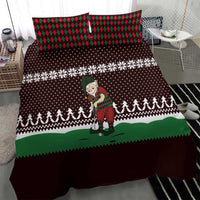 Christmas Golf Bedding Set with Elf Golfer Argyle Plaid and Snowflake Pattern - Wonder Print Shop