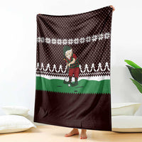 Christmas Golf Blanket with Elf Golfer Argyle Plaid and Snowflake Pattern - Wonder Print Shop