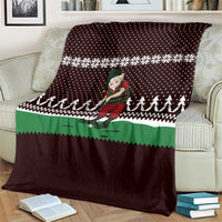 Christmas Golf Blanket with Elf Golfer Argyle Plaid and Snowflake Pattern - Wonder Print Shop