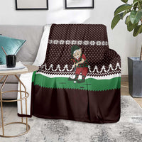 Christmas Golf Blanket with Elf Golfer Argyle Plaid and Snowflake Pattern - Wonder Print Shop
