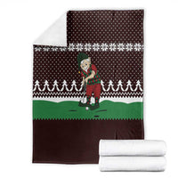 Christmas Golf Blanket with Elf Golfer Argyle Plaid and Snowflake Pattern - Wonder Print Shop