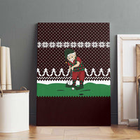 Christmas Golf Canvas Wall Art with Elf Golfer Argyle Plaid and Snowflake Pattern - Wonder Print Shop