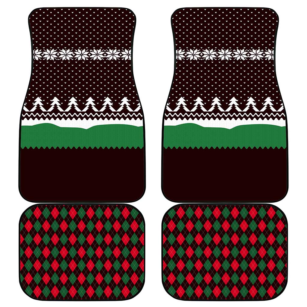 Christmas Golf Car Mats with Elf Golfer Argyle Plaid and Snowflake Pattern - Wonder Print Shop