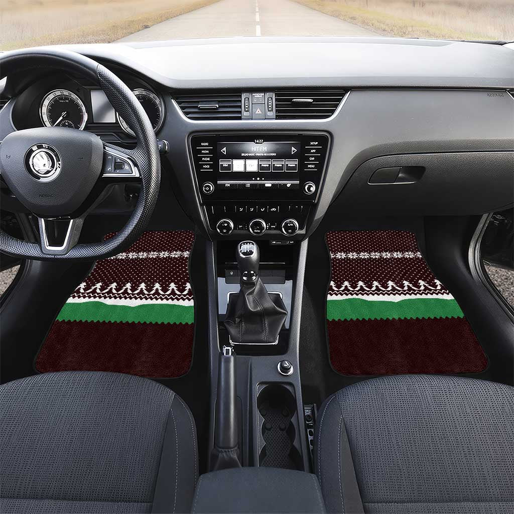 Christmas Golf Car Mats with Elf Golfer Argyle Plaid and Snowflake Pattern - Wonder Print Shop