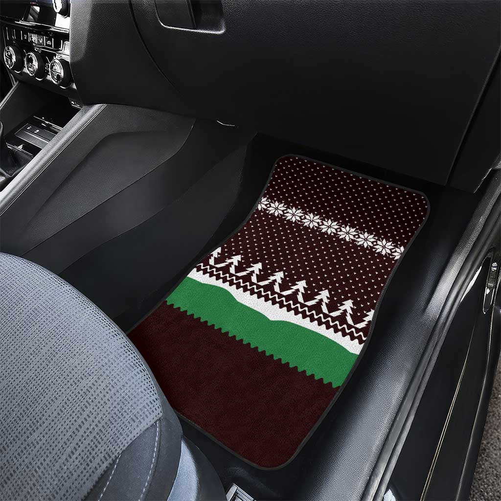 Christmas Golf Car Mats with Elf Golfer Argyle Plaid and Snowflake Pattern - Wonder Print Shop