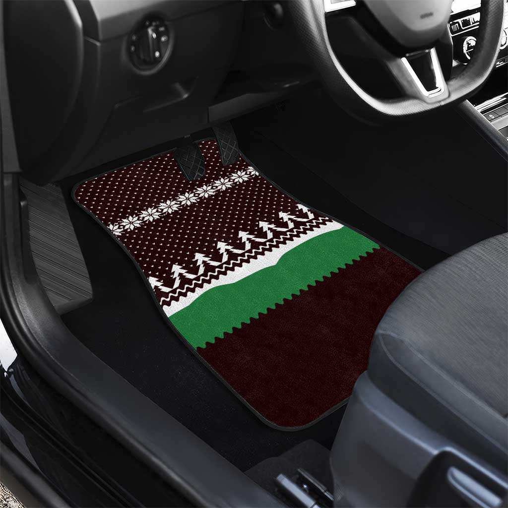 Christmas Golf Car Mats with Elf Golfer Argyle Plaid and Snowflake Pattern - Wonder Print Shop