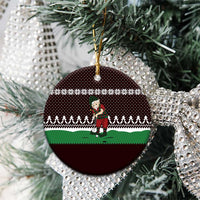 Christmas Golf Ceramic Ornament with Elf Golfer Argyle Plaid and Snowflake Pattern - Wonder Print Shop