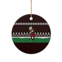 Christmas Golf Ceramic Ornament with Elf Golfer Argyle Plaid and Snowflake Pattern - Wonder Print Shop