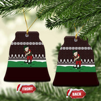 Christmas Golf Ceramic Ornament with Elf Golfer Argyle Plaid and Snowflake Pattern - Wonder Print Shop