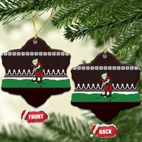 Christmas Golf Ceramic Ornament with Elf Golfer Argyle Plaid and Snowflake Pattern - Wonder Print Shop