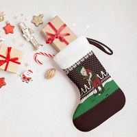 Christmas Golf Christmas Stocking with Elf Golfer Argyle Plaid and Snowflake Pattern - Wonder Print Shop