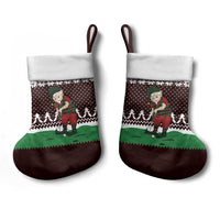 Christmas Golf Christmas Stocking with Elf Golfer Argyle Plaid and Snowflake Pattern - Wonder Print Shop