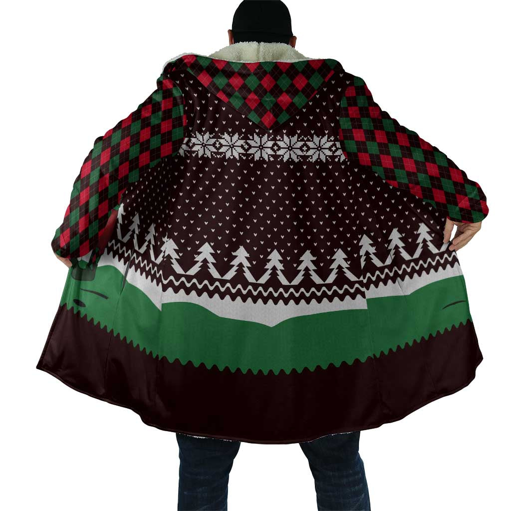 Christmas Golf Cloak with Elf Golfer Argyle Plaid and Snowflake Pattern - Wonder Print Shop