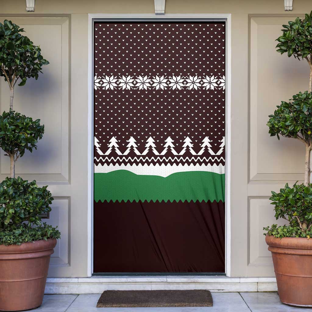 Christmas Golf Door Cover with Elf Golfer Argyle Plaid and Snowflake Pattern - Wonder Print Shop