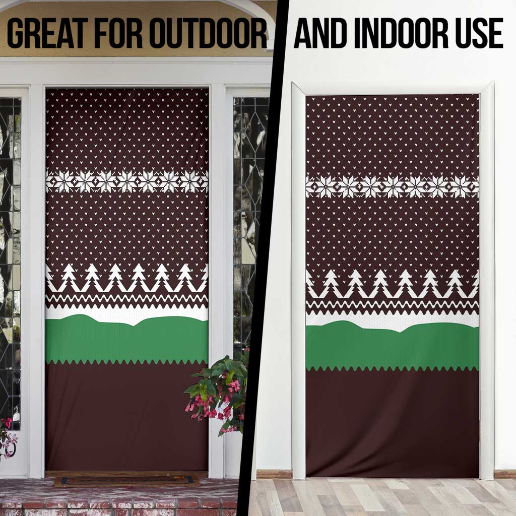 Christmas Golf Door Cover with Elf Golfer Argyle Plaid and Snowflake Pattern - Wonder Print Shop