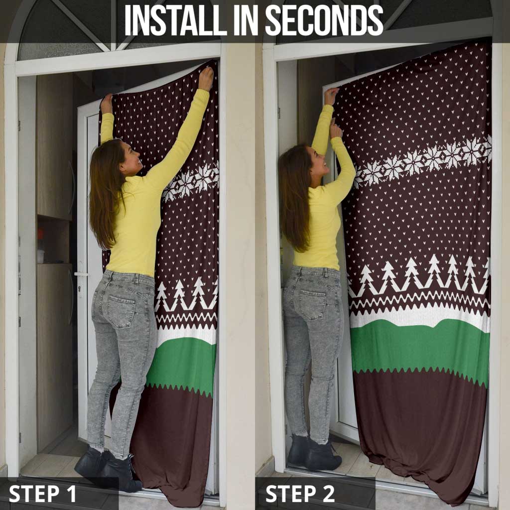 Christmas Golf Door Cover with Elf Golfer Argyle Plaid and Snowflake Pattern - Wonder Print Shop