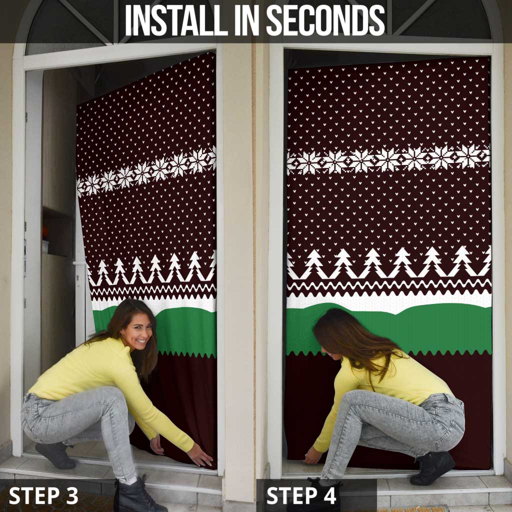 Christmas Golf Door Cover with Elf Golfer Argyle Plaid and Snowflake Pattern - Wonder Print Shop