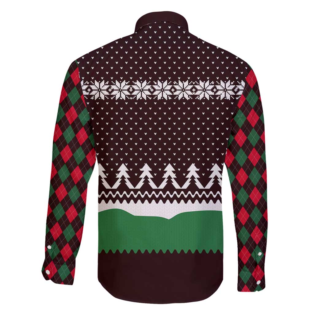 Christmas Golf Family Matching Long Sleeve Bodycon Dress and Hawaiian Shirt with Elf Golfer Argyle Plaid and Snowflake Pattern - Wonder Print Shop