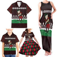 Christmas Golf Family Matching Tank Maxi Dress and Hawaiian Shirt with Elf Golfer Argyle Plaid and Snowflake Pattern - Wonder Print Shop