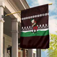 Christmas Golf Garden Flag with Elf Golfer Argyle Plaid and Snowflake Pattern - Wonder Print Shop